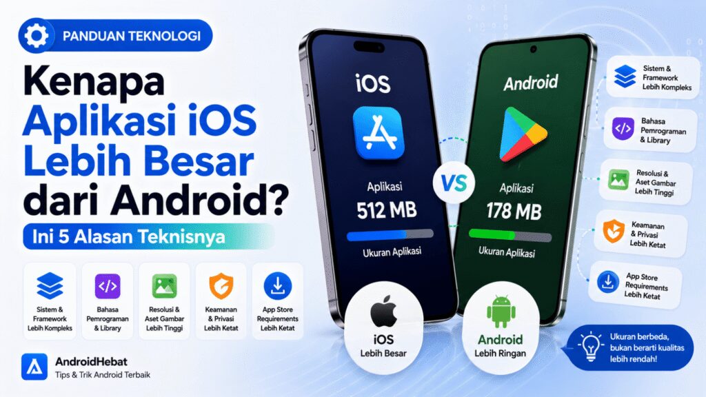 kenapa aplikasi iPhone lebih besar ukurannya daripada android