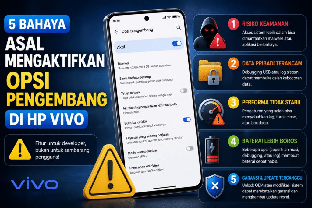 Menu dan efek Opsi Pengembang di HP Vivo