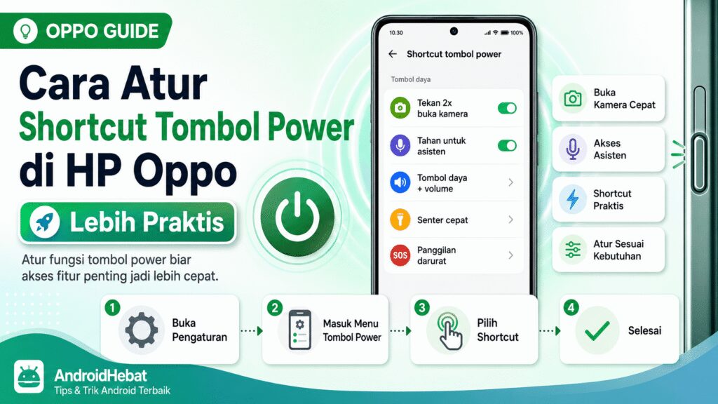 cara buat shortcut power di oppo