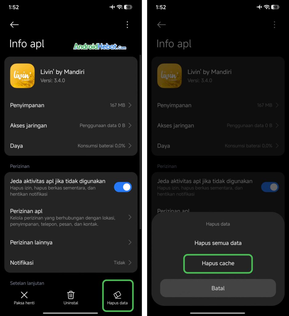 Kenapa Livin Mandiri terus berhenti di HP Android