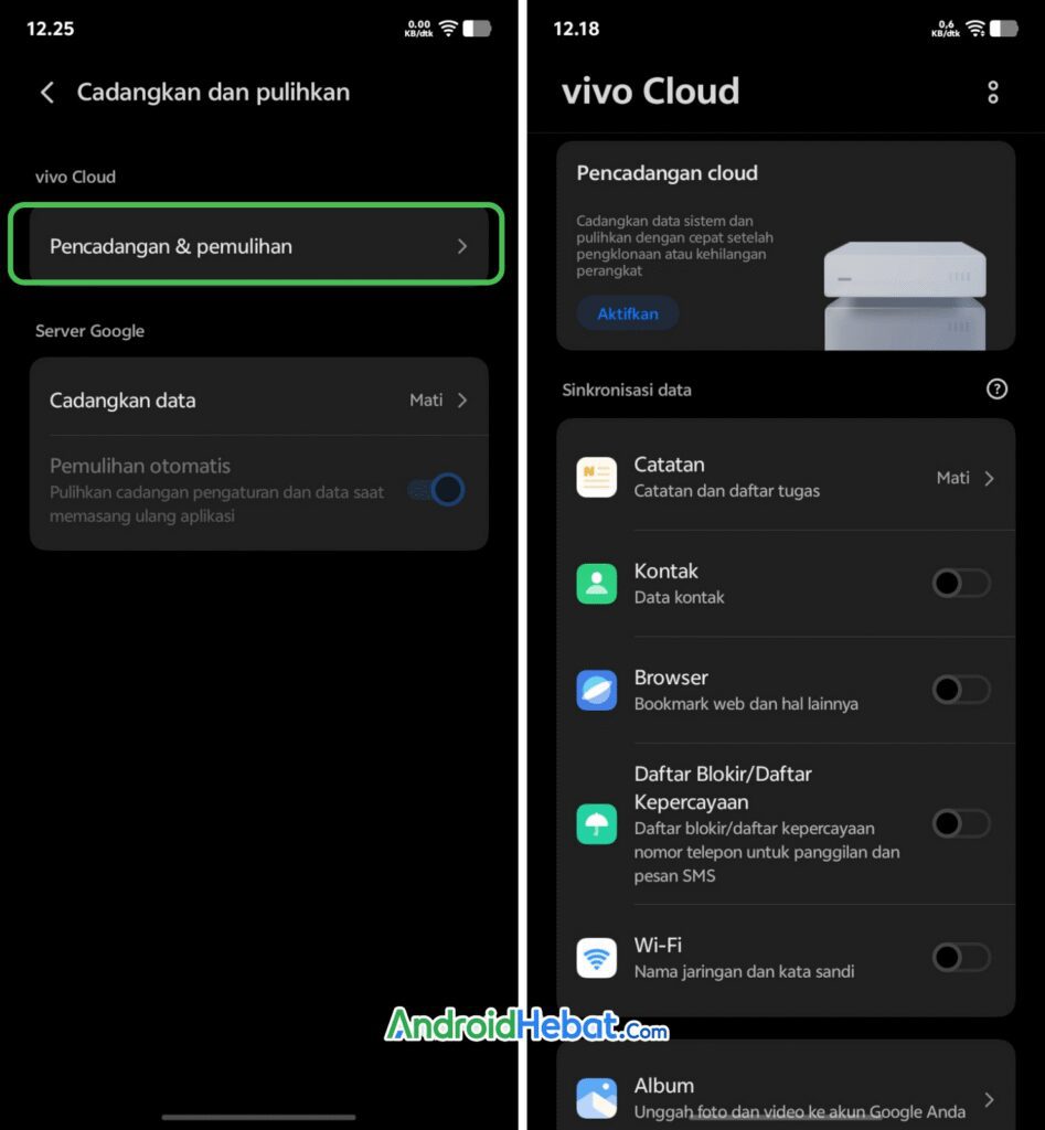 cara backup data vivo ke cloud