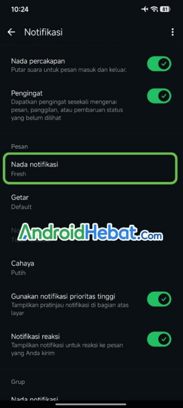 ganti suara notif pesan wa di vivo