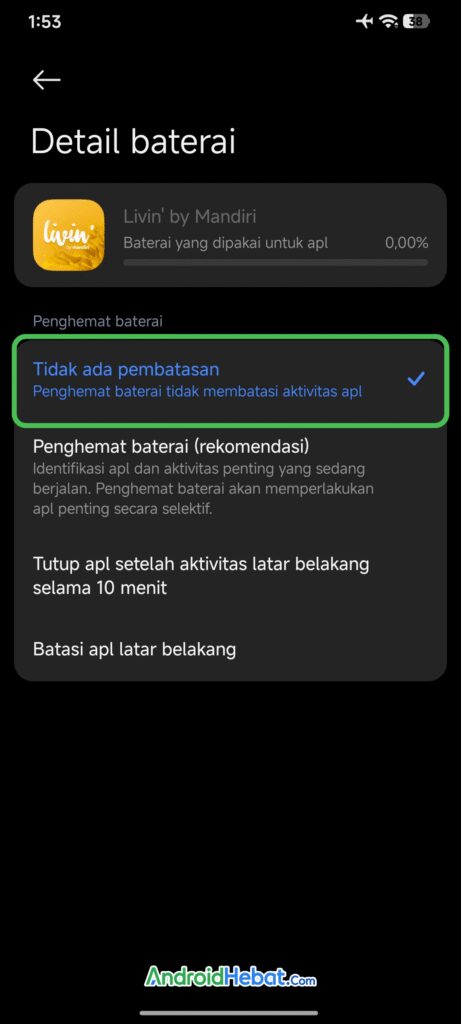 solusi livin mandiri force close
