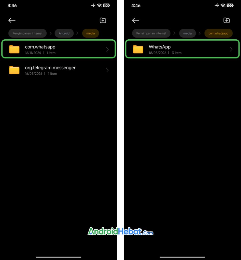 transfer chat wa ke hp baru via flashdisk
