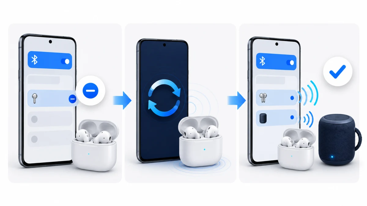 Cara mengatasi Bluetooth HP Vivo dengan menghapus pasangan lama, memulai ulang, dan menyambungkan kembali
