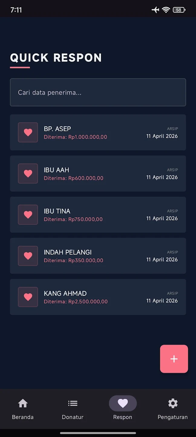 cara memantau arus dana komunitas di aplikasi MOKONDO Android